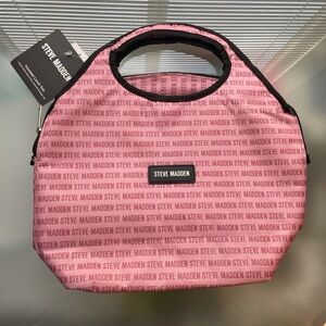 Steve Madden Logo Print Pink Lunch Tote